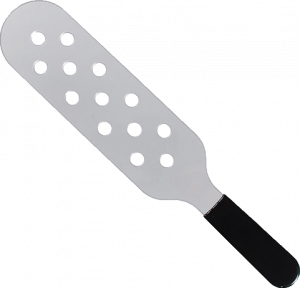 Lexan Paddle with holes through the impact surface and a black handle